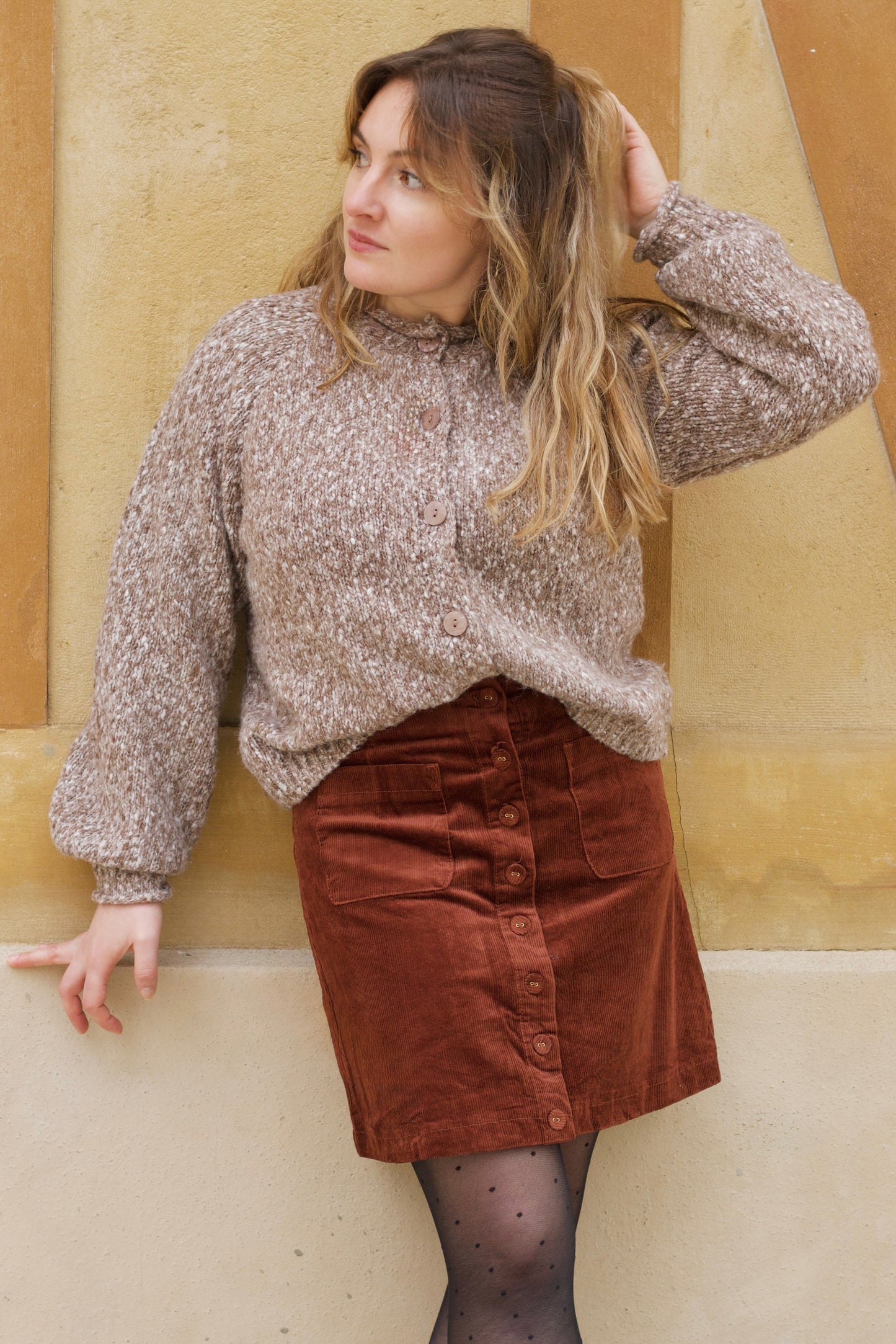 Jupe Mara velours camel clair