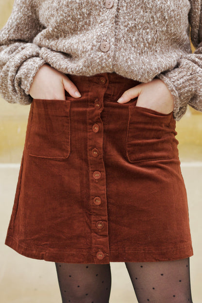 Jupe Mara velours camel clair