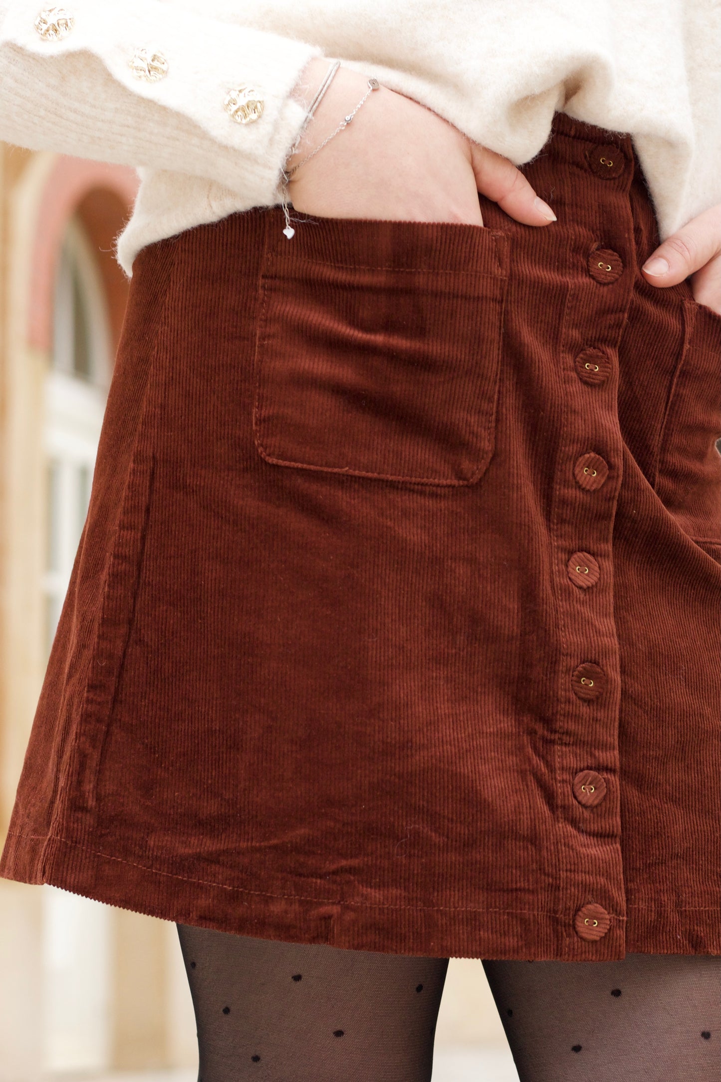 Jupe Mara velours camel clair