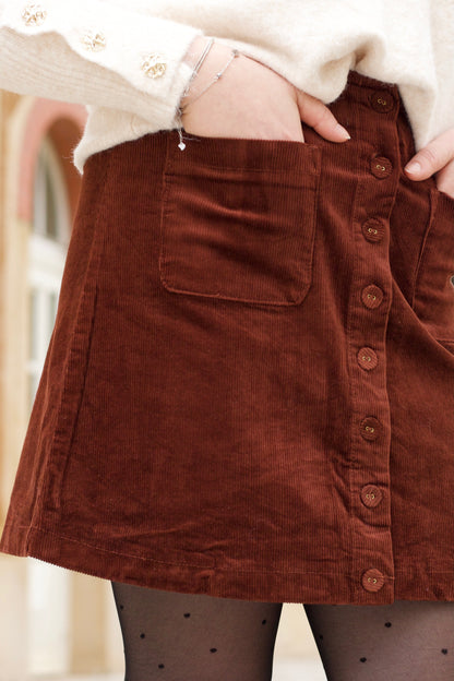 Jupe Mara velours camel clair