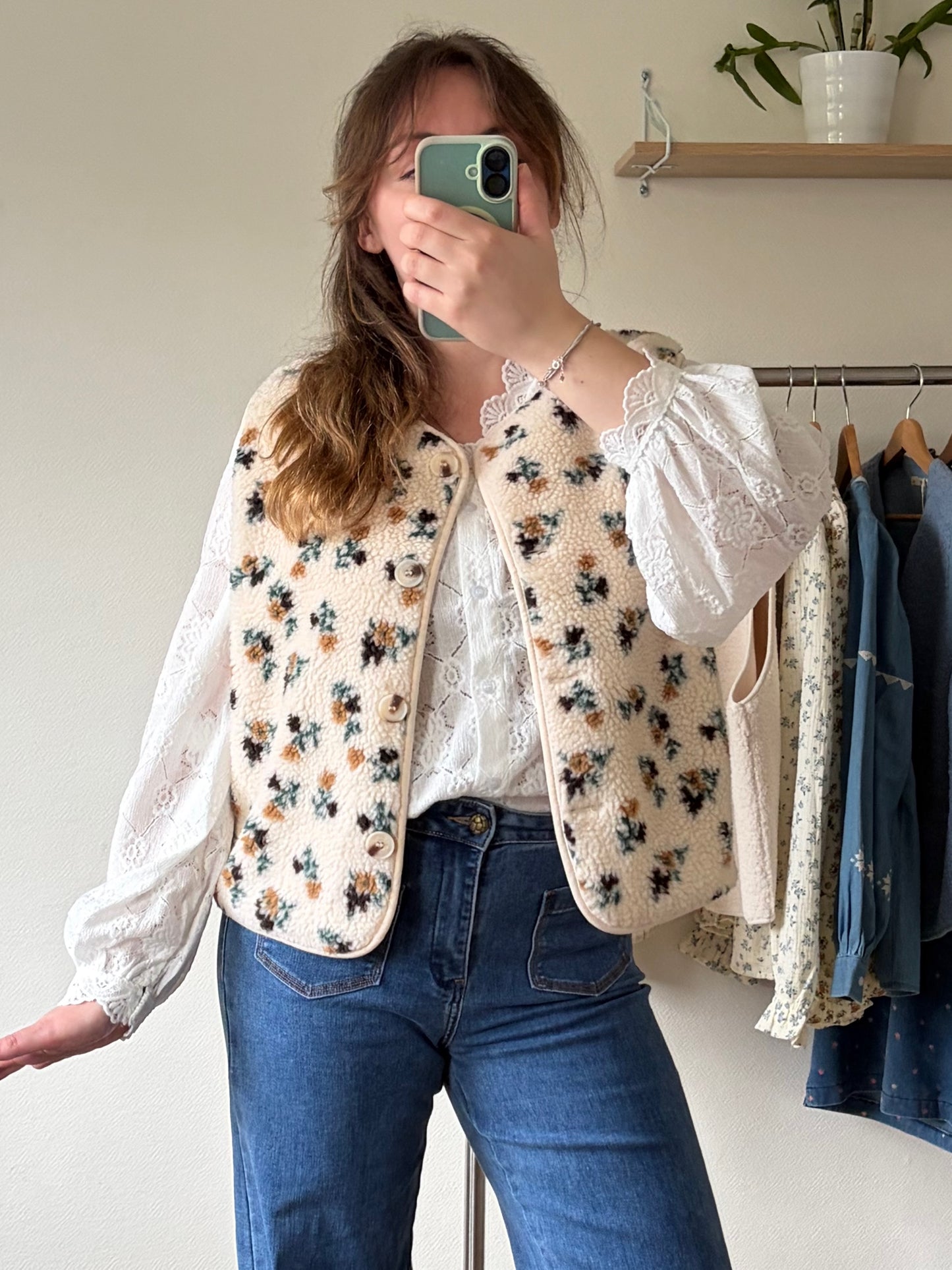 Veste de berger Serra sans manches sherpa à motifs