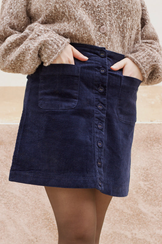 Jupe velours bleu marine Lua