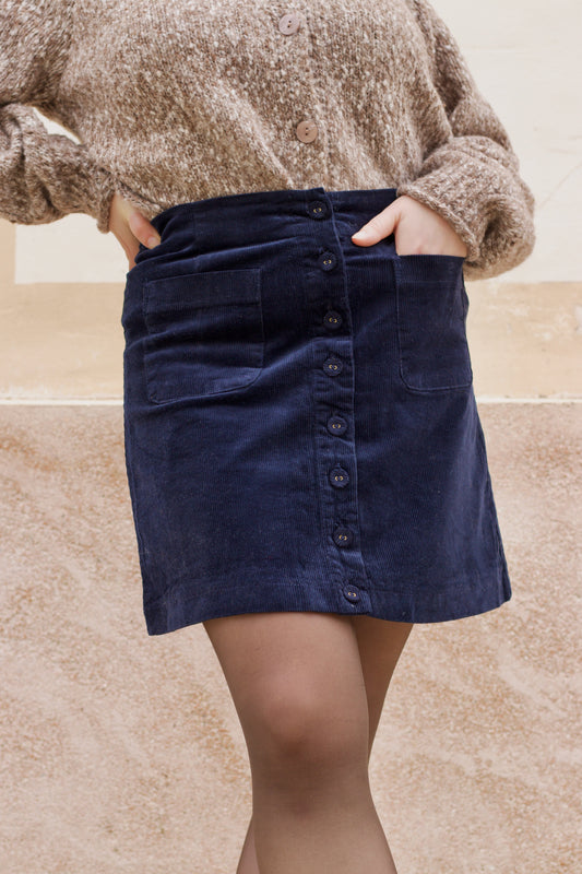 Jupe velours bleu marine Lua