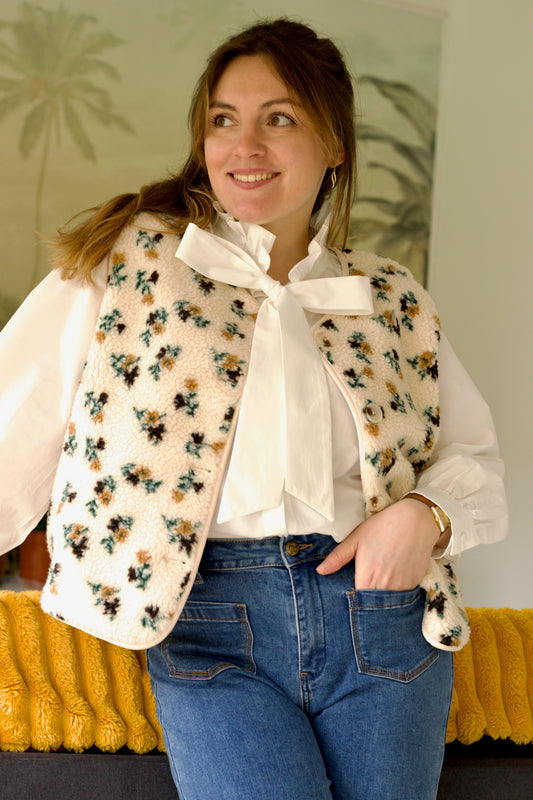 Veste de berger Serra sans manches sherpa à motifs