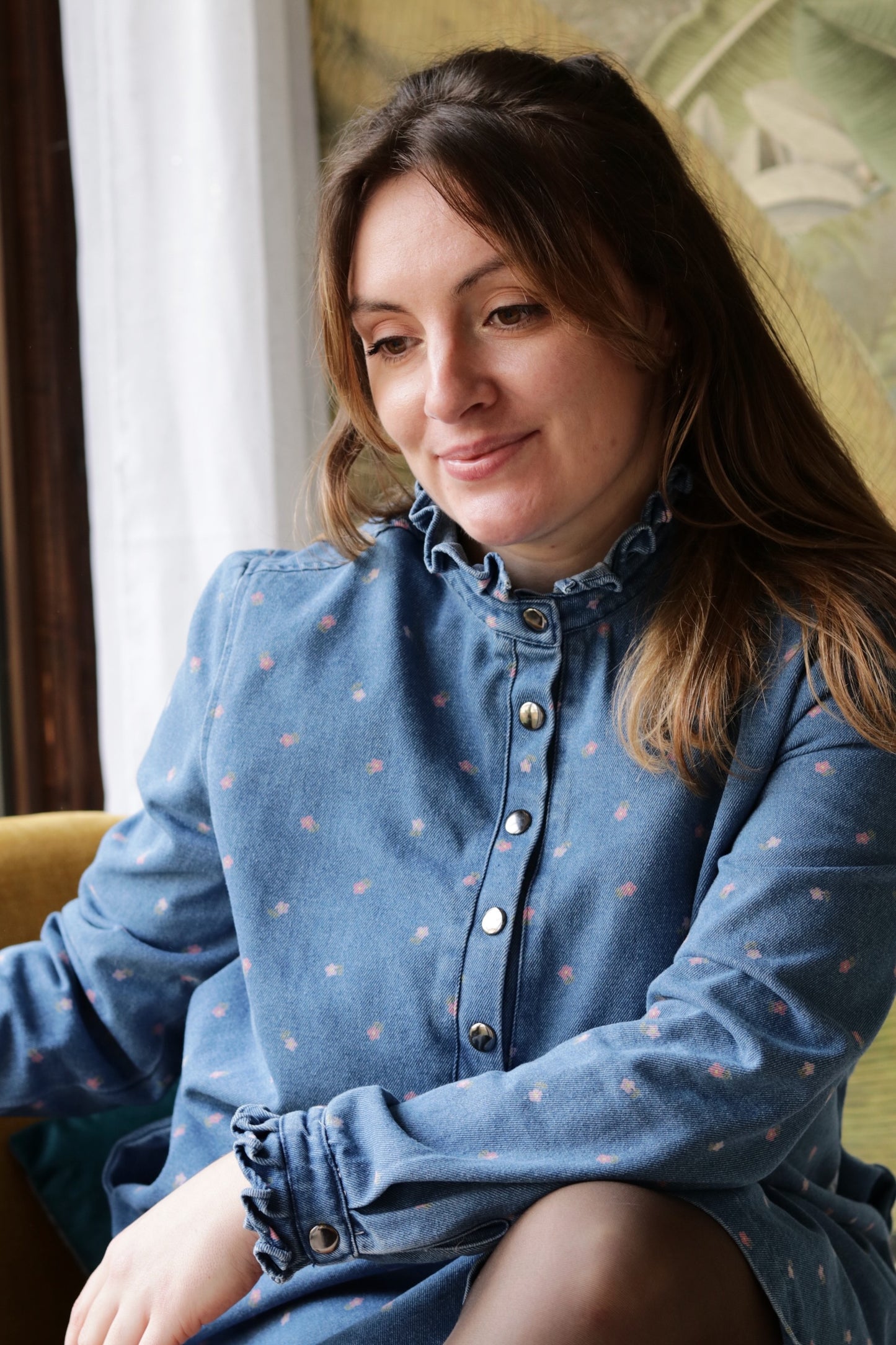 Robe en jean Nova à motif fleuri