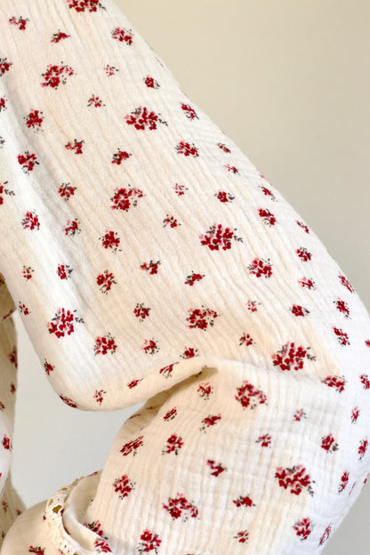 Blouse écrue à fleurs roses Doura