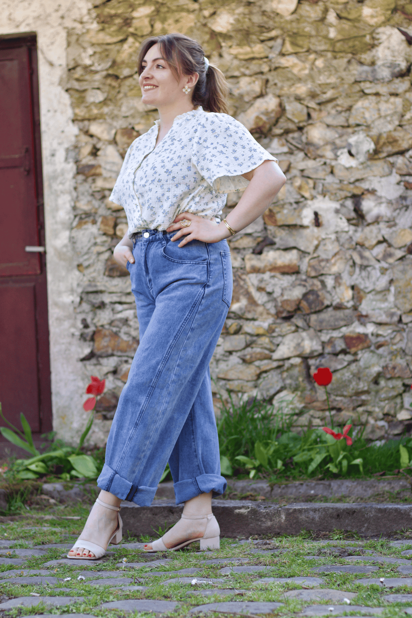 Blouse à fleurs bleues Elia
