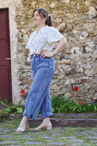 Blouse à fleurs bleues Elia