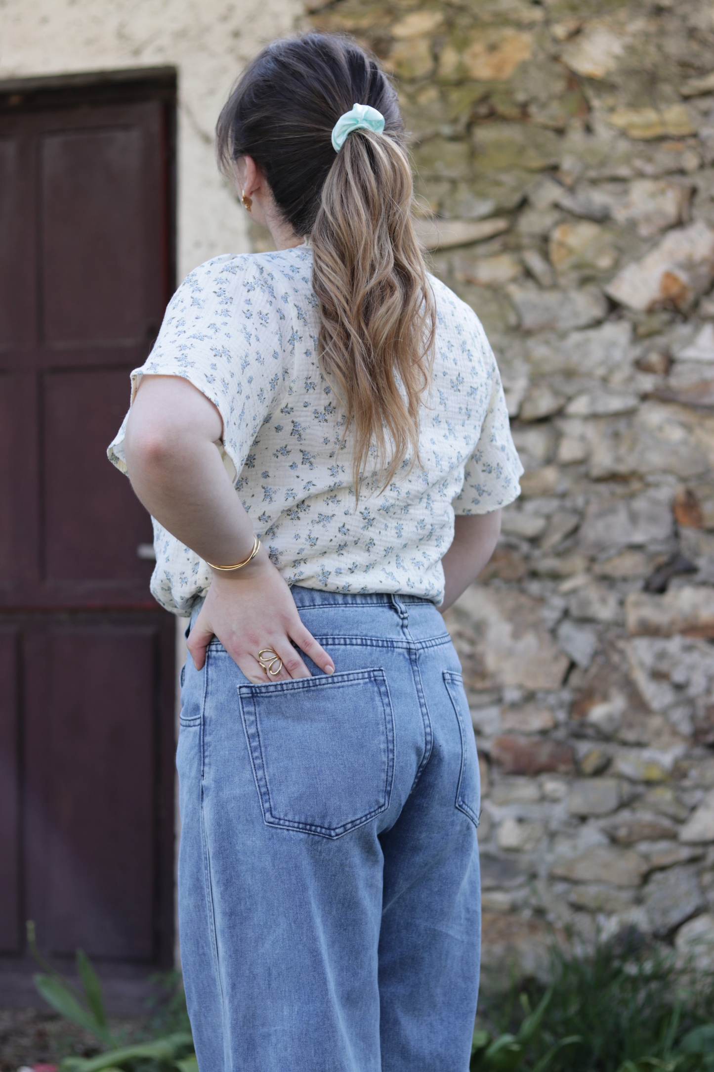 Blouse à fleurs bleues Elia