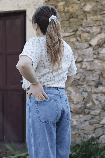 Blouse à fleurs bleues Elia