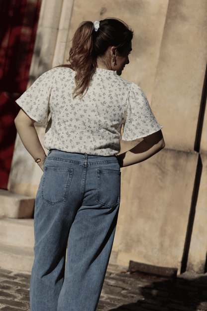 Blouse à fleurs bleues Elia