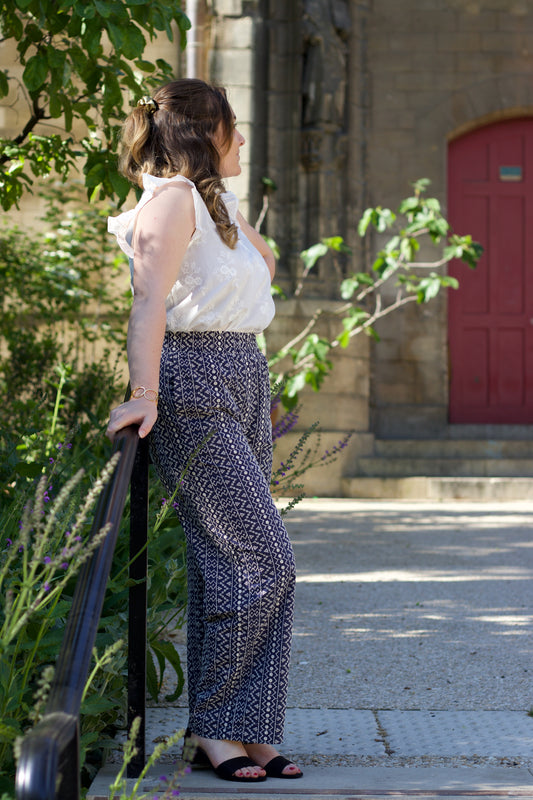 Pantalon brodé Marin